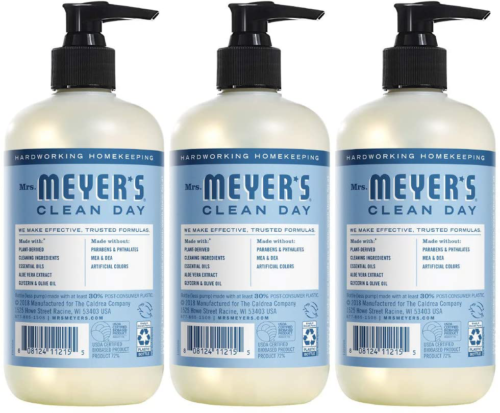 Mrs. Meyer's Clean Day Liquid Hand Soap, Cruelty Free and Biodegradable Hand Wash Formula Made with Essential Oils, Plum Berry Scent, 12.5 oz - Pack of 3