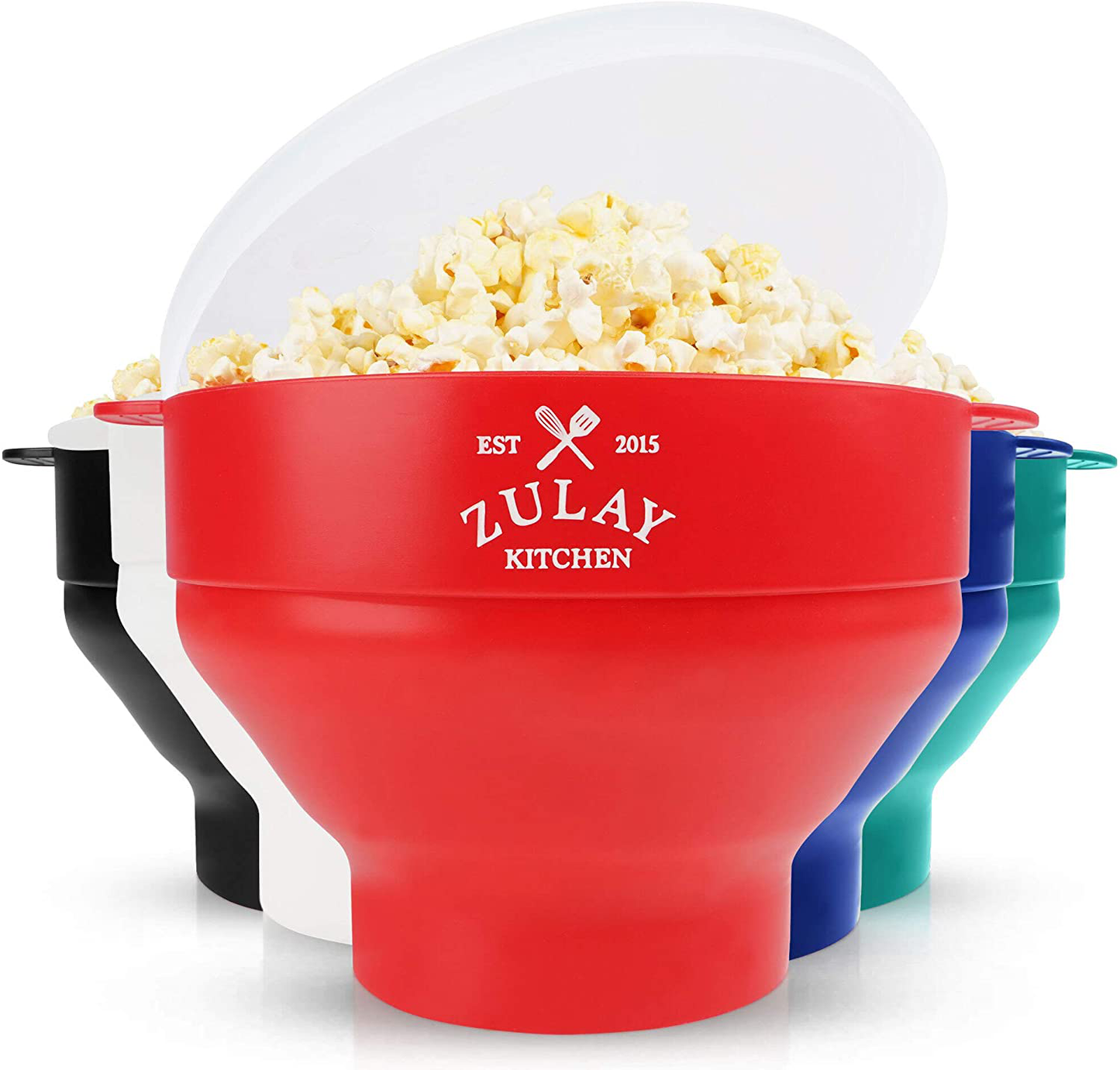 Zulay Kitchen Microwave Popcorn Popper Collapsible, BPA Free Silicone Popcorn Popper Microwave Collapsible Bowl, Quick & Easy Popcorn Popper Silicone Microwave (Aqua)