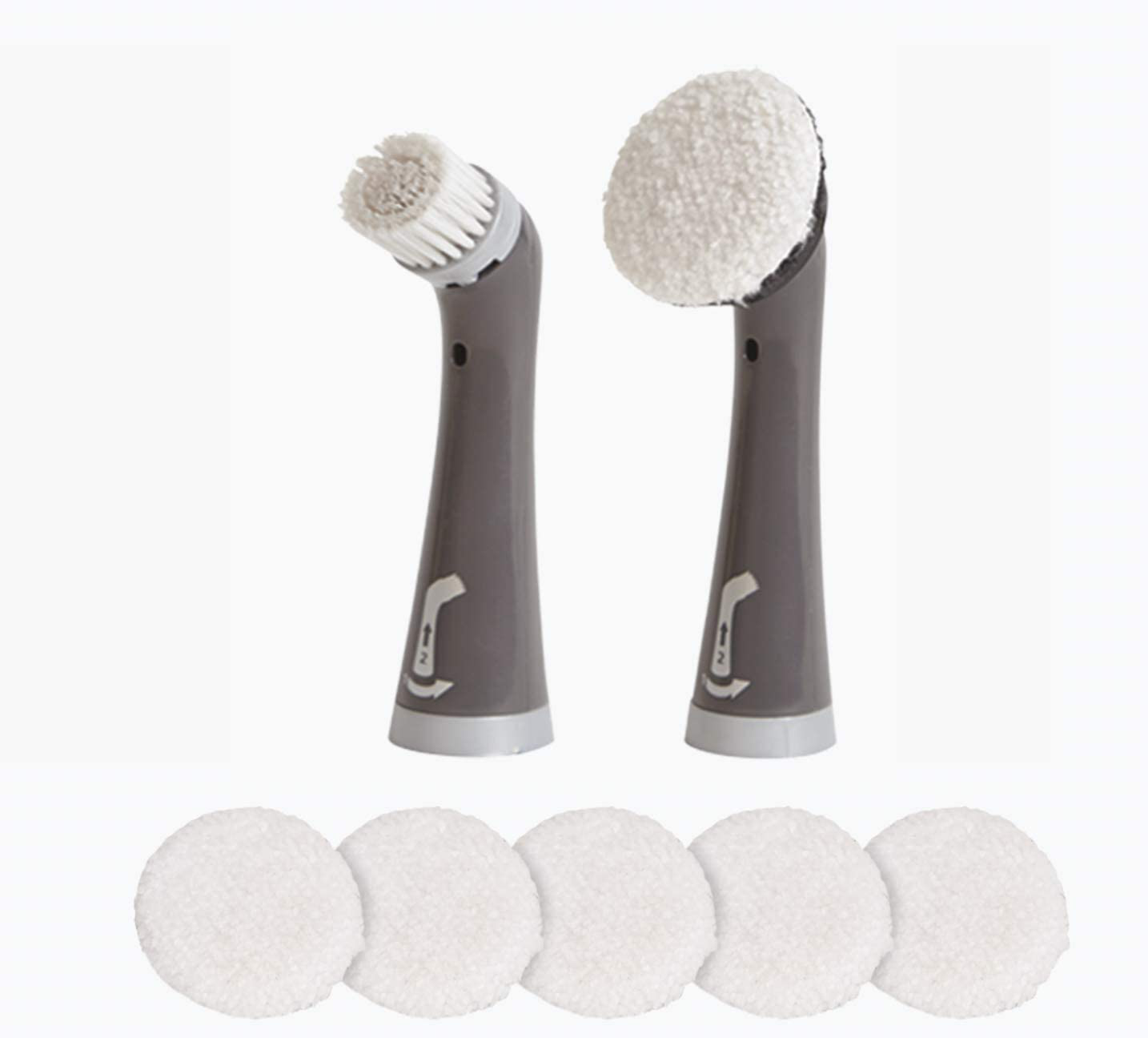 Rubbermaid Cleaning Power Scrubber Brush Polish Detail Kit, 8 Pieces, Red and Gray