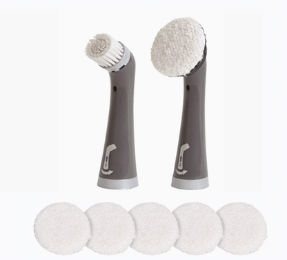 Rubbermaid Cleaning Power Scrubber Brush Polish Detail Kit, 8 Pieces, Red and Gray