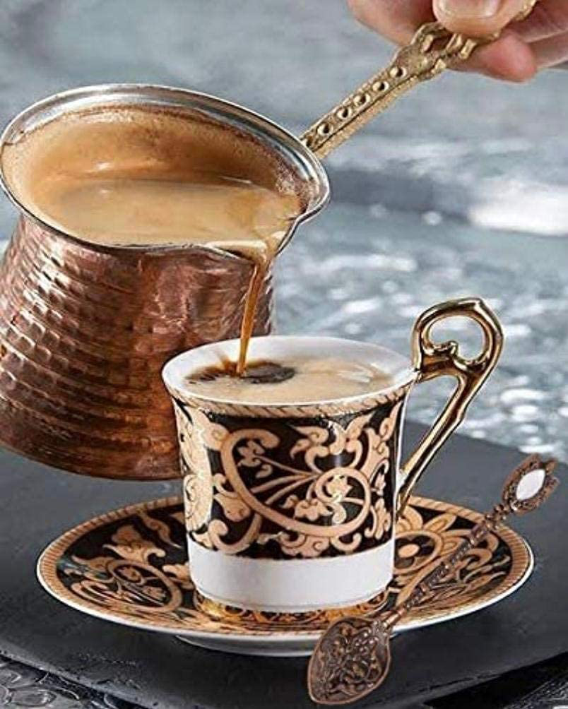 Turkish Coffee Pot, Greek Arabic Coffee Maker, Hammered Copper Coffee Cezve, Small Pot, Stove Top Coffee Maker (5 Pots set)