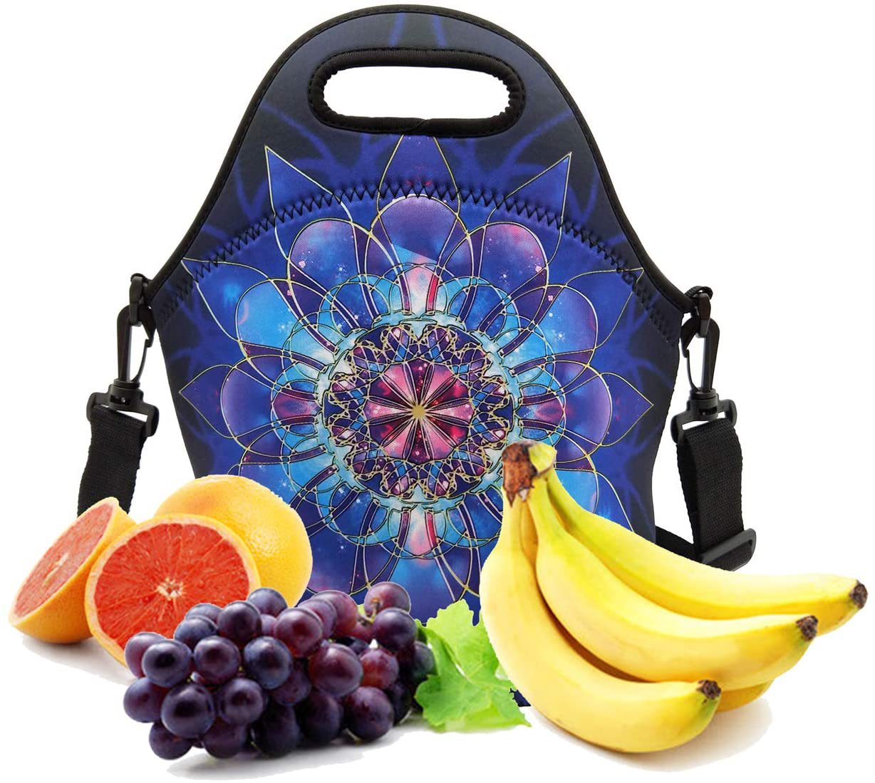 Neoprene Lunch Bags Boxes for Women Men Kids, Insulated Lunch Cooler Tote Bag Box for School Office Work Picnic Travel (Pink Flower)