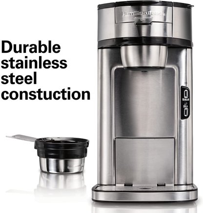 Hamilton Beach Scoop Single Serve Coffee Maker, Fast Brewing, Stainless Steel (49981A)