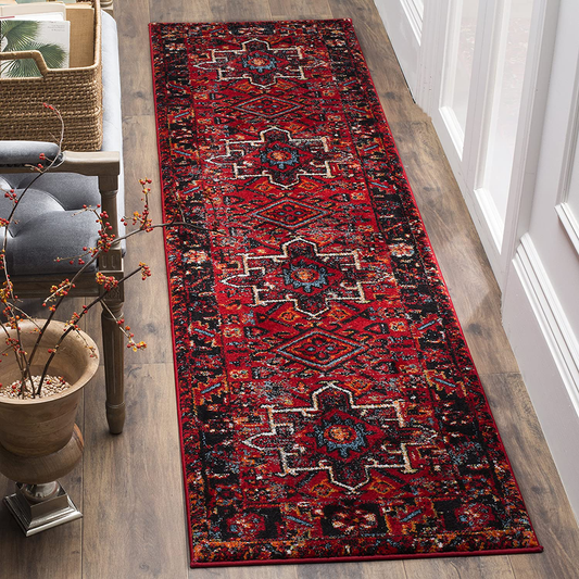 Safavieh Vintage Hamadan Collection VTH211A Oriental Traditional Persian Non-Shedding Stain Resistant Living Room Bedroom Runner, 2'3" x 16' , Red / Multi