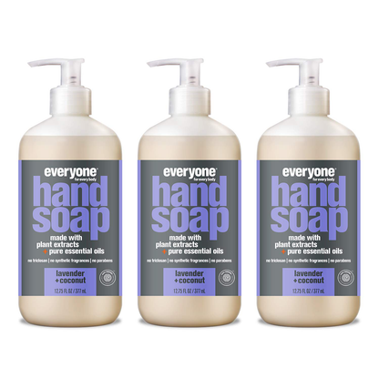 Everyone Liquid Hand Soap, Lavender and Coconut, Plant-Based Cleanser with Pure Essential Oils, 12.75 Ounce (Pack of 3) ,Packaging May Vary