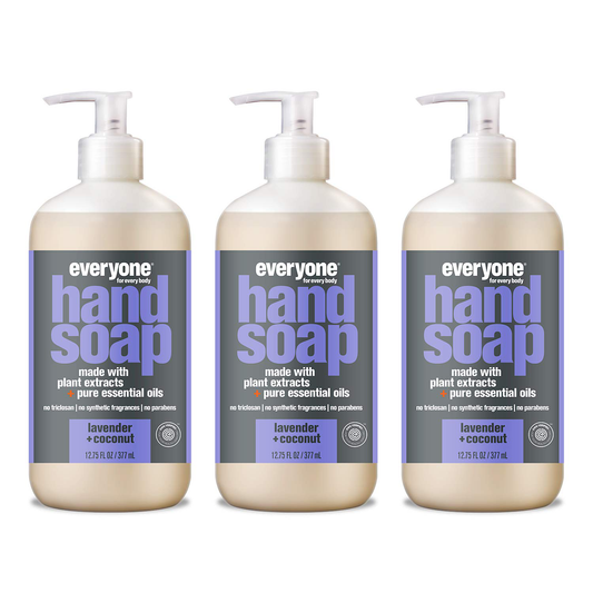 Everyone Liquid Hand Soap, Lavender and Coconut, Plant-Based Cleanser with Pure Essential Oils, 12.75 Ounce (Pack of 3) ,Packaging May Vary