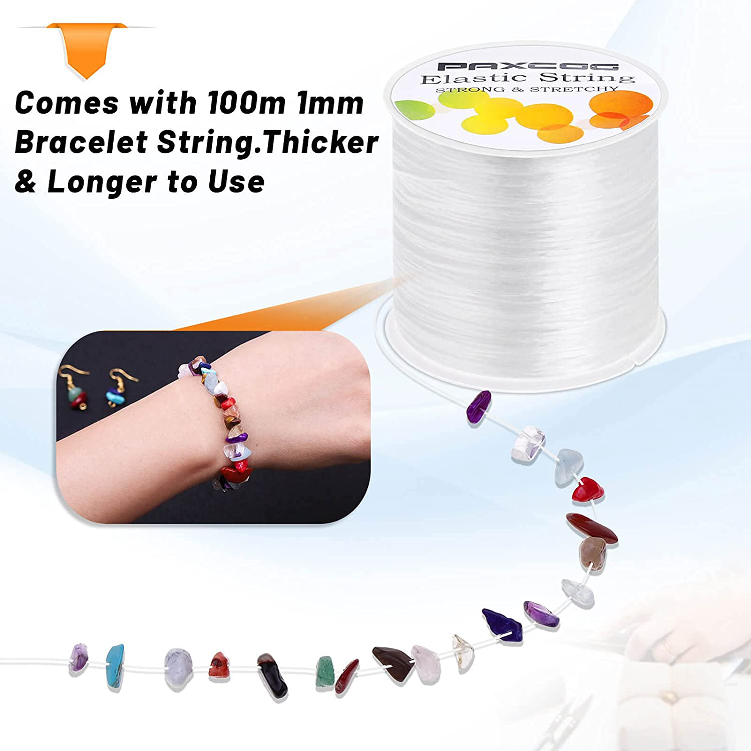 Paxcoo 1mm Elastic Bracelet String Cord Stretch Bead Cord for Jewelry Making and bracelet Making