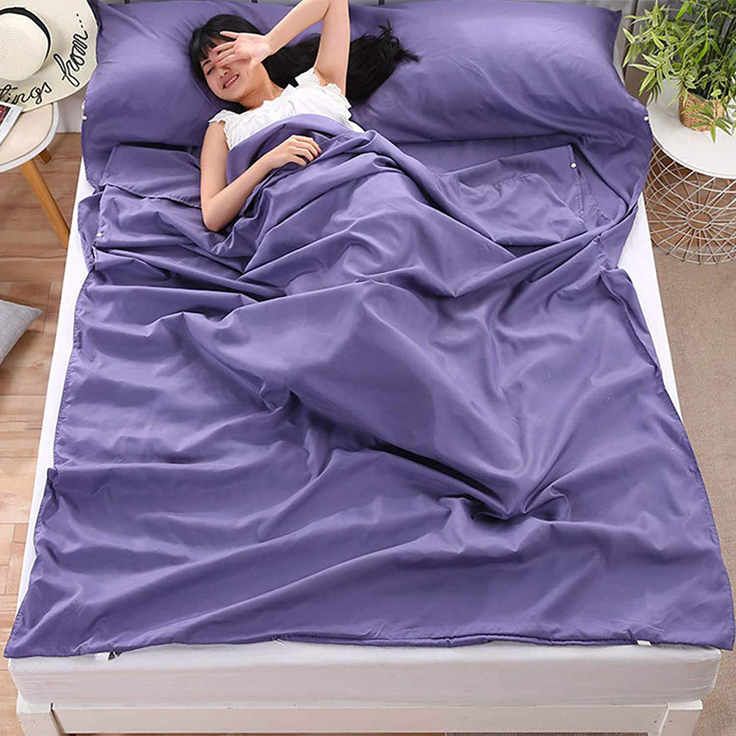 Camping Sleeping Bag Liner Lightweight Portable Clean Travel Sheet Sack for Hotel Train Trip Hiking Camping Outdoor Picnic