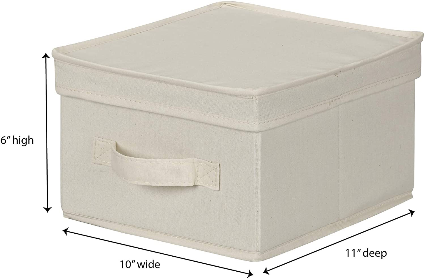 Household Essentials 111 Storage Box with Lid and Handle - Natural Beige Canvas - Medium,Natural Trim