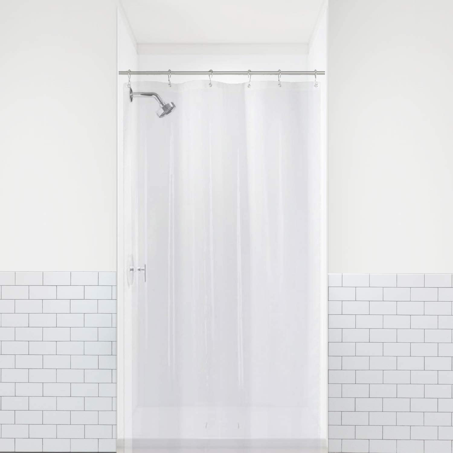 LiBa PEVA 8G Bathroom Small Shower Stall Curtain Liner, 36" W x 72" H Narrow Size, Clear, 8G Heavy Duty Waterproof Shower Stall Curtain Liner
