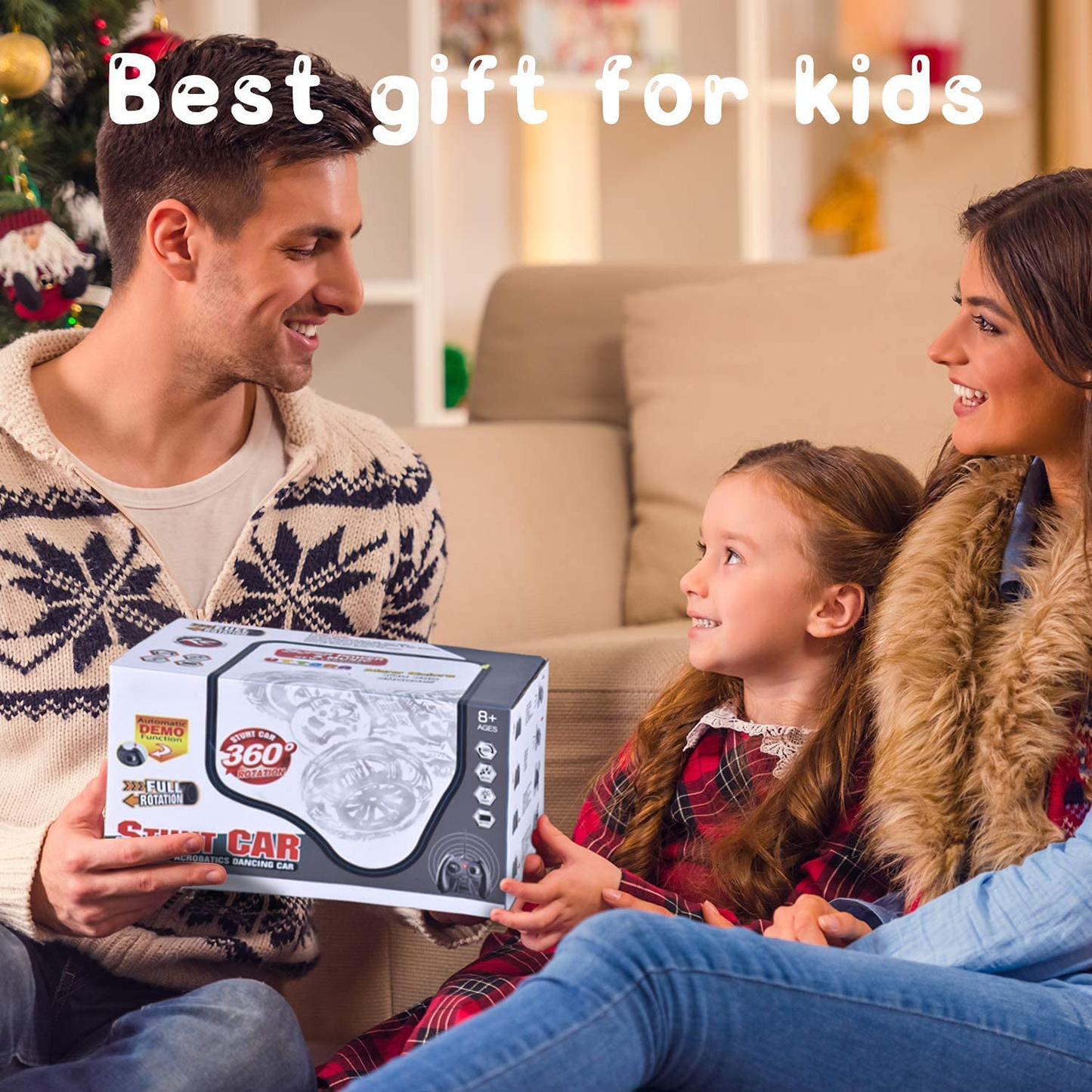 Kizeefun Remote Control Car, RC Stunt Car Invincible 360°Rolling Twister with Colorful Lights & Music Switch, Rechargeable Remote Control Car for Boys and Girls