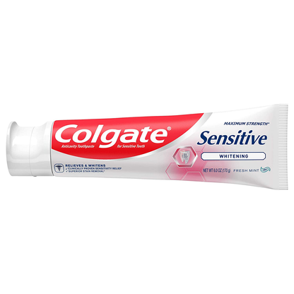 Colgate Whitening Toothpaste for Sensitive Teeth, Enamel Repair and Cavity Protection, Fresh Mint Gel, 6 Oz, Pack of 3