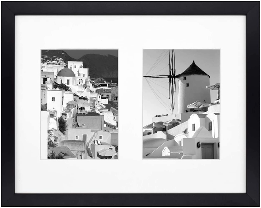 Golden State Art, 11x14 Black Photo Wood Collage Frame with Real Glass and White Mat displays (2) 5x7 Pictures