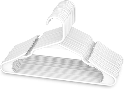 Sharpty Plastic Clothing Notched Hangers Ideal for Everyday Standard Use, (White, 50 Pack)