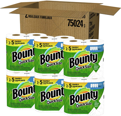 Bounty Quick-Size Paper Towels, 12 Family Rolls = 30 Regular Rolls