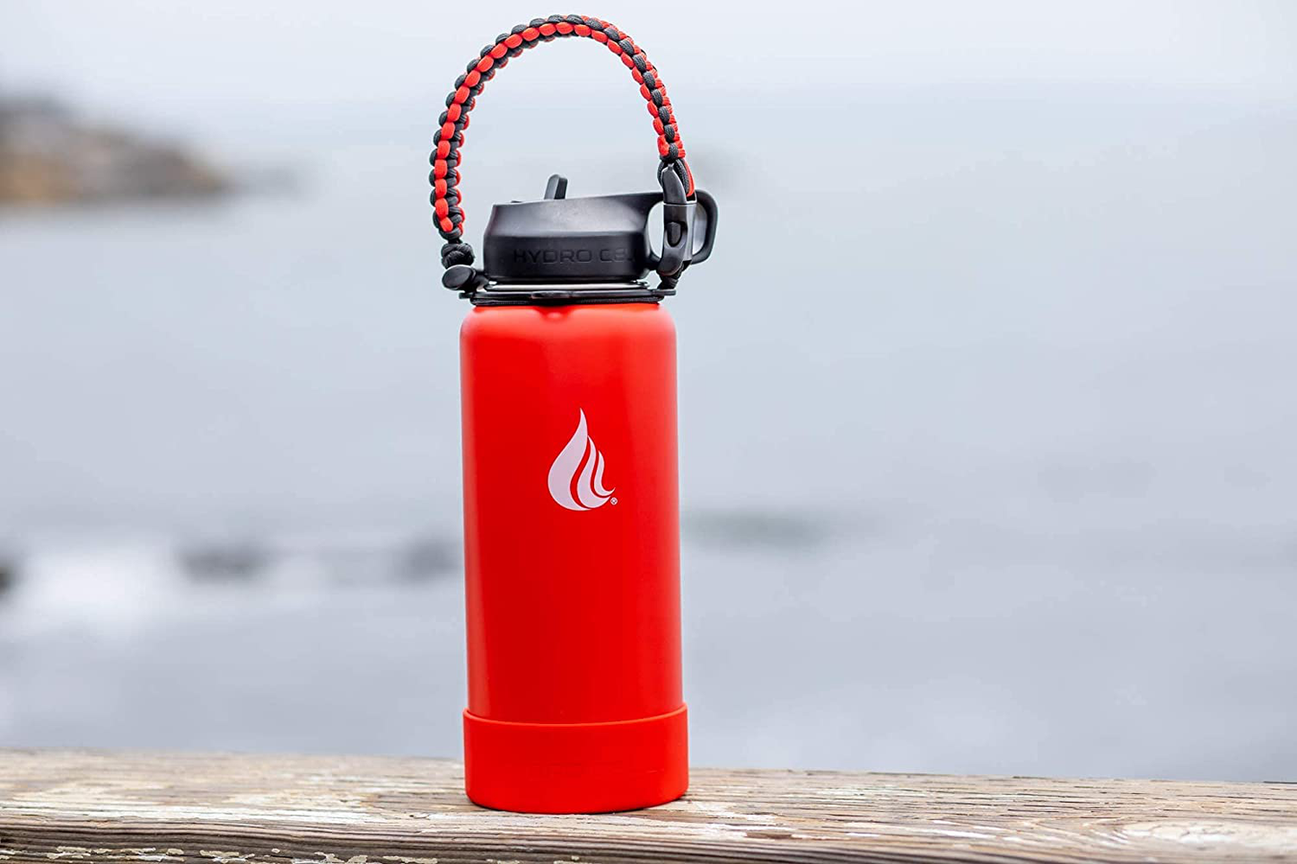  Wide Mouth Paracord Handle - Strap Carrier with Safety Ring and Carabiner - Compatible with 18, 24, 32, 40, and 64 oz Stainless Steel Water Bottles