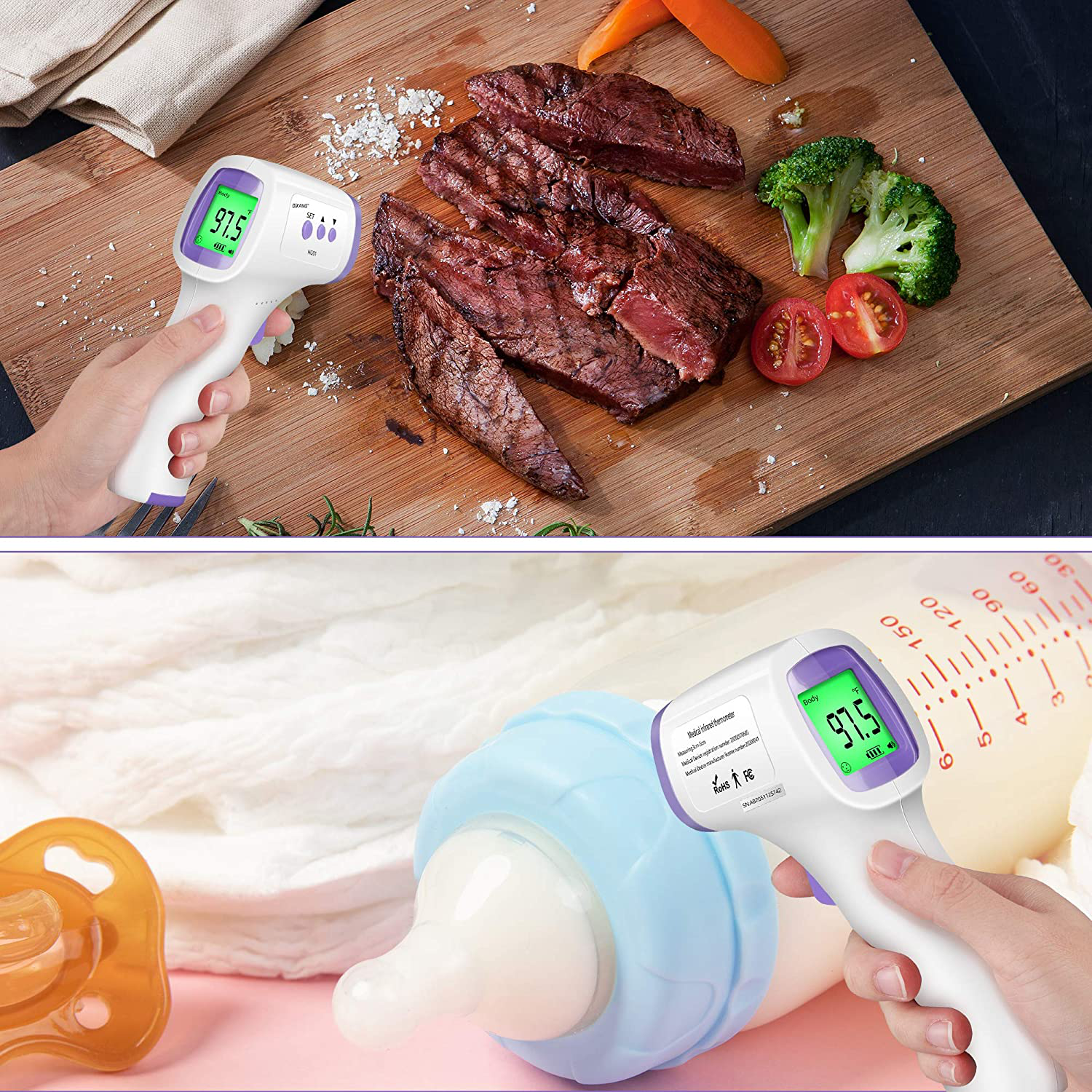 FiGoal Non-Contact IR Digital Infrared Thermometer Ear Forehead Thermometer and Object Function with Fever Alarm and Memory Function Baby and Adult