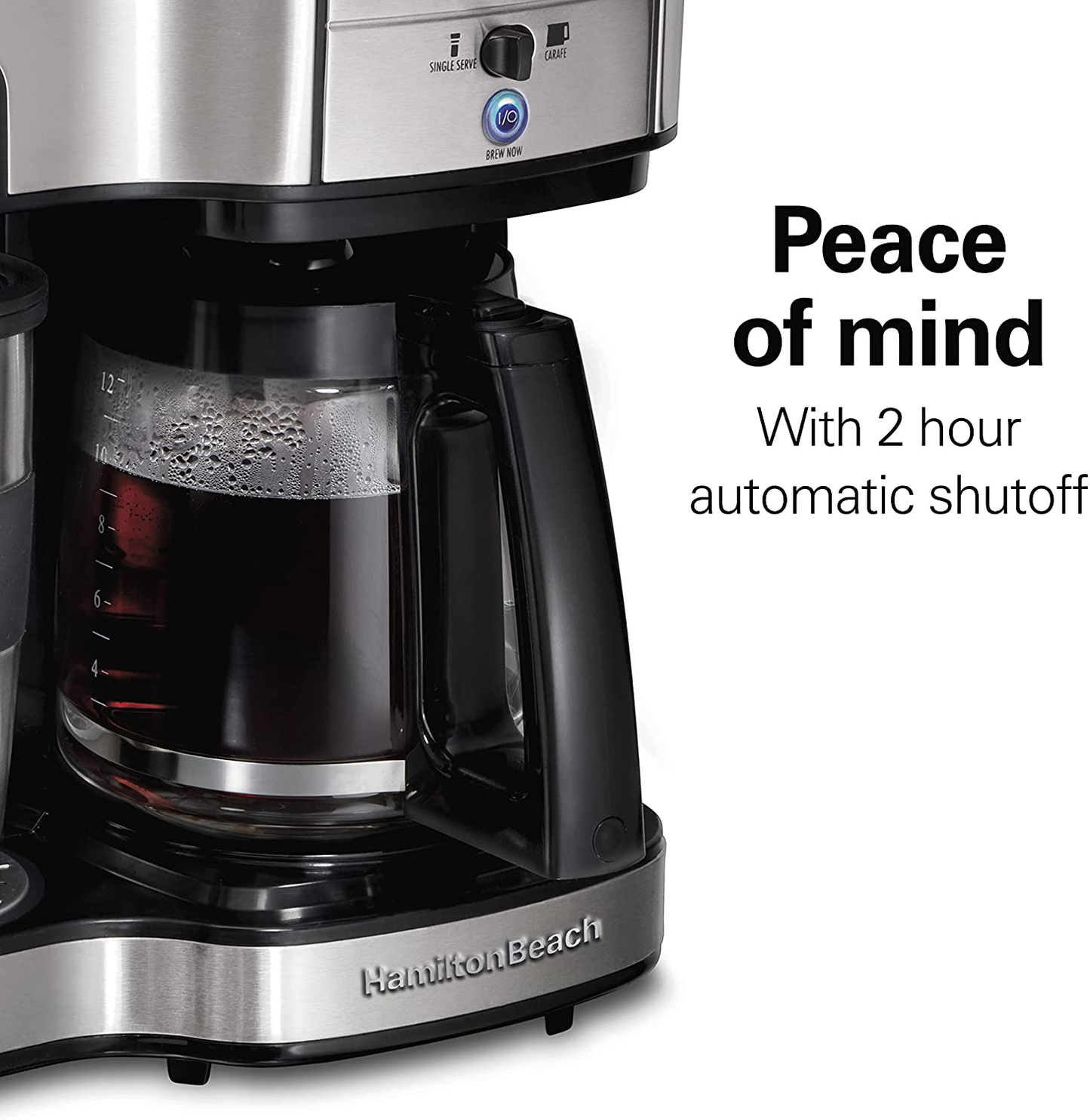 Hamilton Beach 2-Way Brewer Coffee Maker, Single-Serve and 12-Cup Pot, Stainless Steel (49980A), Carafe