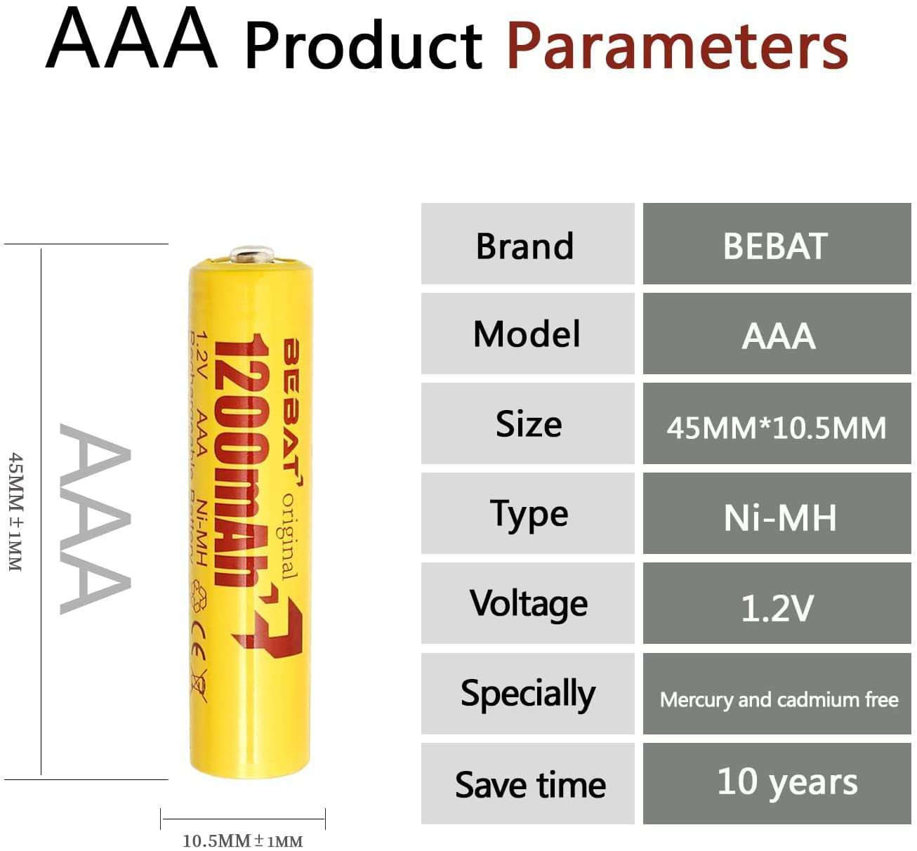 Rechargeable AAA Batteries 4 Pack 1200mAH 1.2V High Capacity AAA Rechargeable Battery Pack Household Baterias Recargables Triple A Batteries Rechargeable Cell NiMH Rechargable Batteries Variety Pack