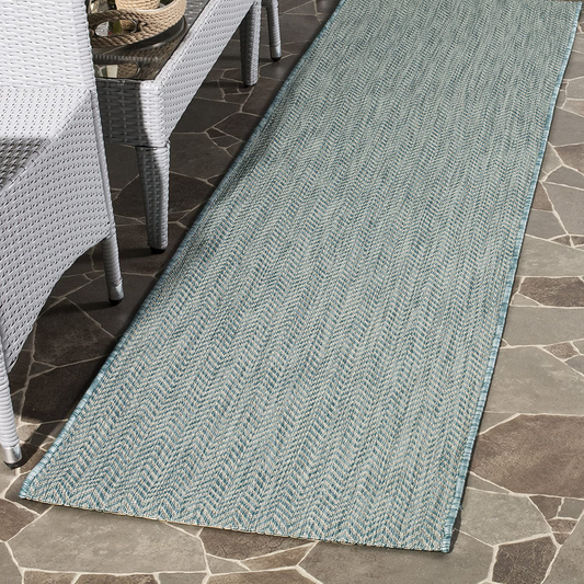 Safavieh Courtyard Collection CY8022 Indoor/ Outdoor Non-Shedding Stain Resistant Patio Backyard Runner, 2'3" x 20' , Aqua / Grey