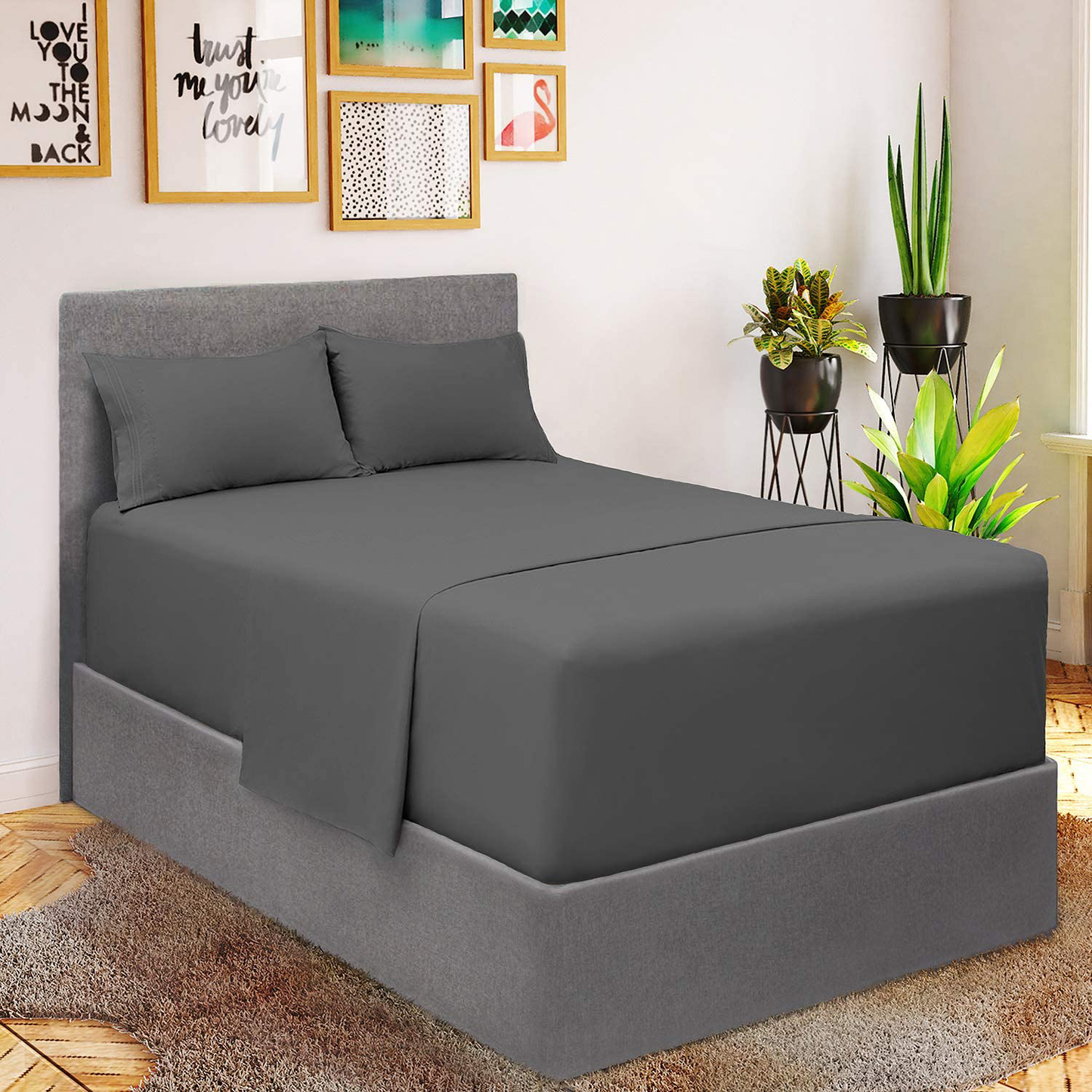 Mellanni Bed Sheet Set - Brushed Microfiber 1800 Bedding - Wrinkle, Fade, Stain Resistant - 3 Piece (Twin, Baby Blue)