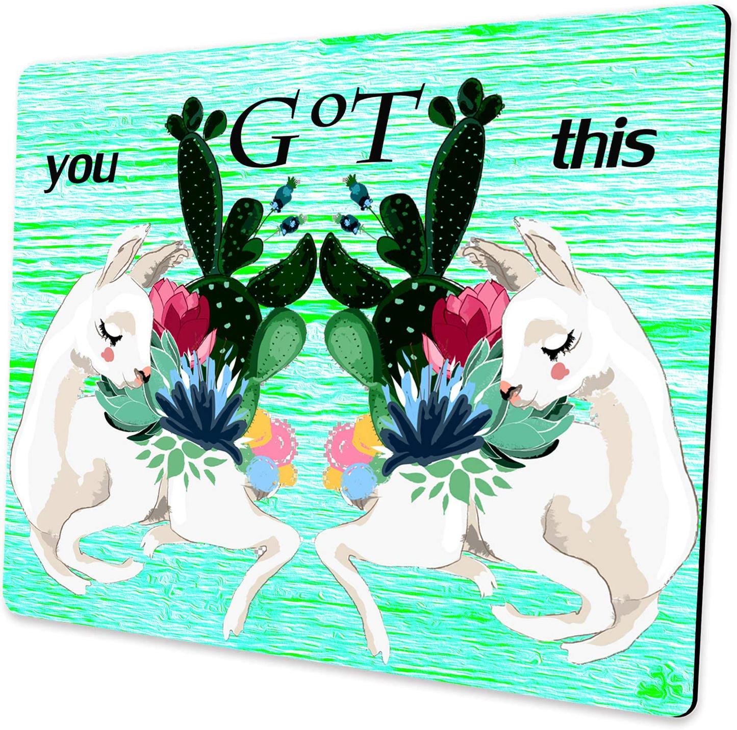 TIANCHEN Giraffe Watercolor Floral Mouse Pad Faux Wood Mousepad Cute Desk Accessories Giraffe Gifts