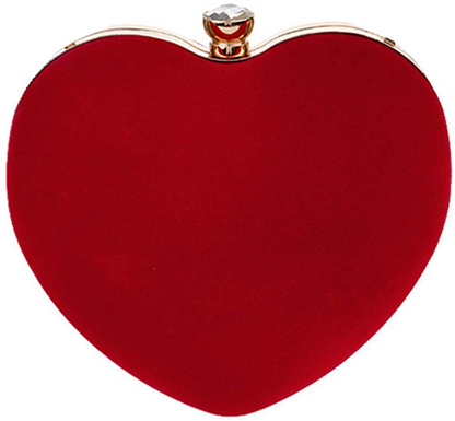 Mini Handbag Heart Shape Clutch Purse Velvet Shoulder Bag Evening Tote Chain Purse