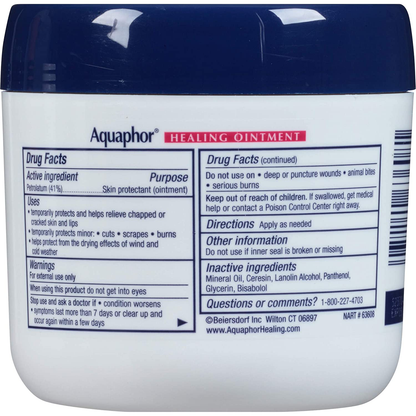 Aquaphor Healing Ointment Moisturizing Skin Protectant for Dry Cracked Hands Heels and Elbows Use After Hand Washing Oz Jar, bA, Fragrance Free, 14 Ounce