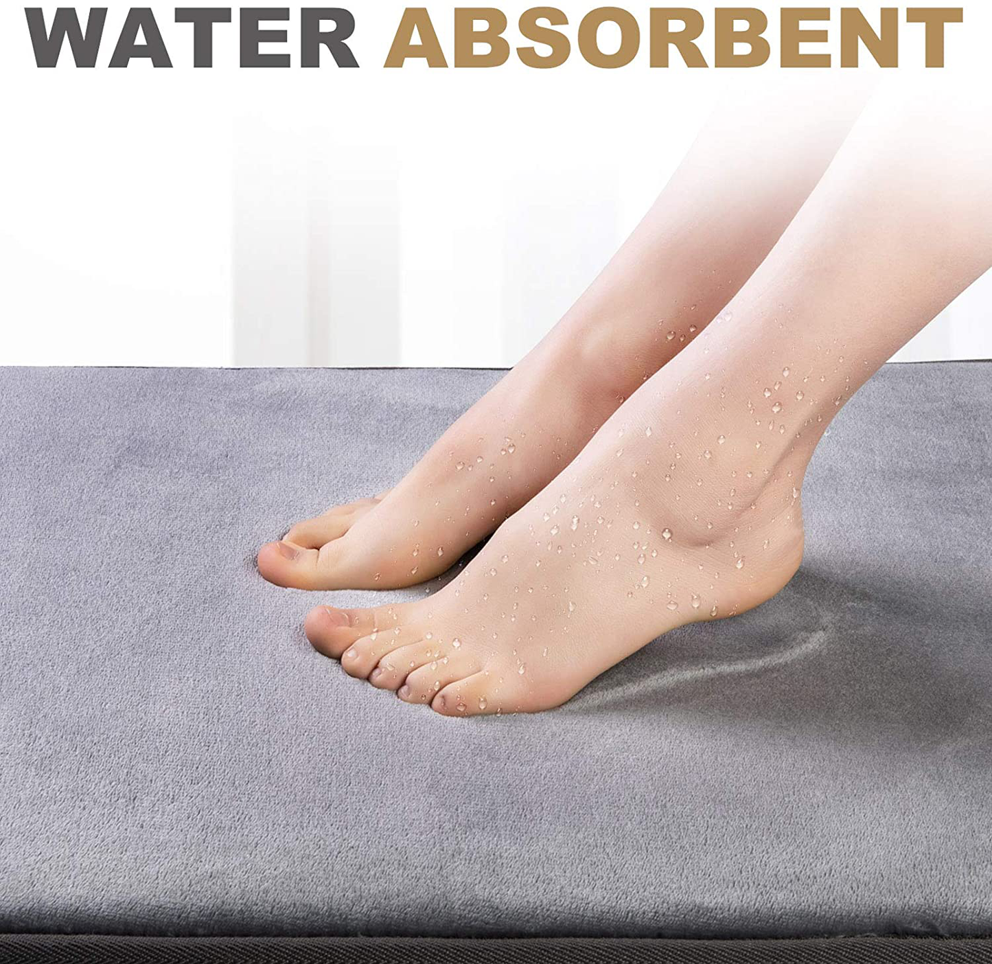 Memory Foam Bath Mat Rug, Comfortable Super Absorbent Machine Wash Non-Slip Thick Bathroom Rug