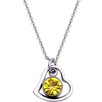 Women's Stainless Steel Birthstone Heart Necklace 