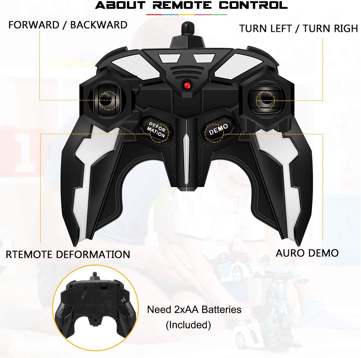 FIGROL Transform RC Car Robot, Remote Control Car Independent 2.4G Robot Deformation Car Toy with One Button Transformation & 360 Speed Drifting 1:18 Scale