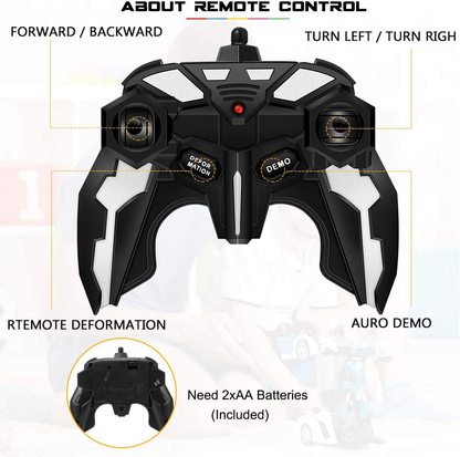 FIGROL Transform RC Car Robot, Remote Control Car Independent 2.4G Robot Deformation Car Toy with One Button Transformation & 360 Speed Drifting 1:18 Scale