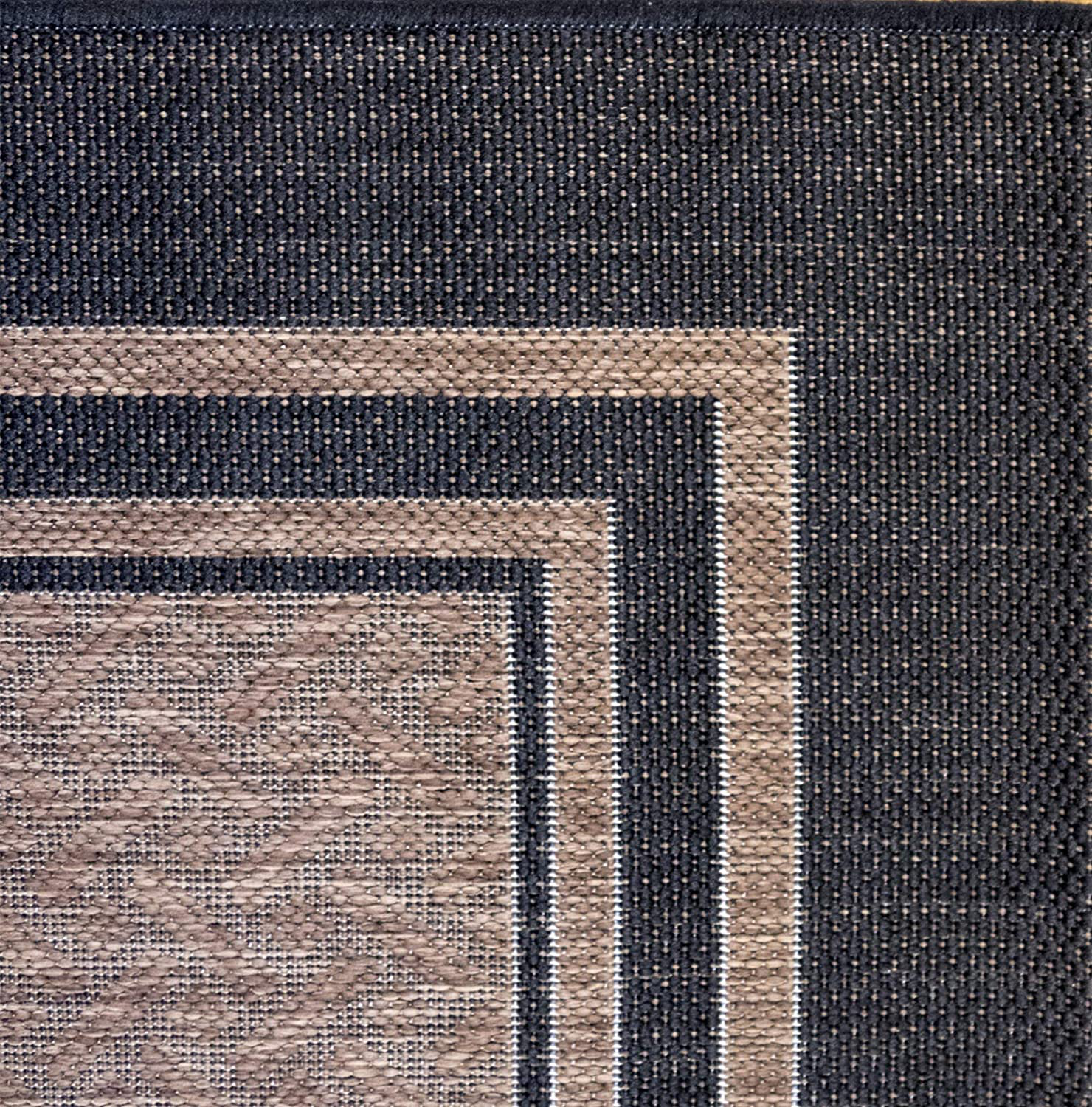 Gertmenian Tropical Collection Outdoor Rug Patio Area Carpet, 2x6 Runner, Nut Brown Black Border