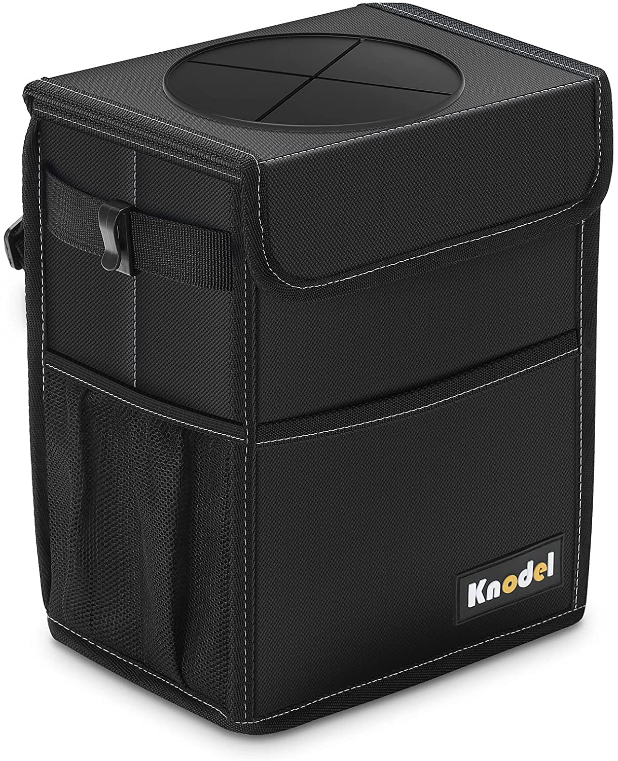 Knodel Car Trash Can, Waterproof Auto Garbage Bag, Car Trash Can with Lid, Leak-Proof Car Storage Bag, Auto Garbage Bag Hanging (Medium, Black)