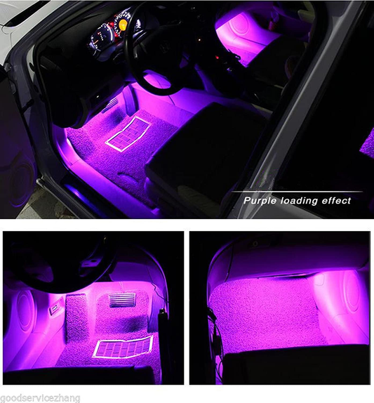 Car LED Strip Light, EJ's SUPER CAR 4pcs 36 LED Car Interior Lights Under Dash Lighting Waterproof Kit,Atmosphere Neon Lights Strip for Car,DC 12V(Pink)