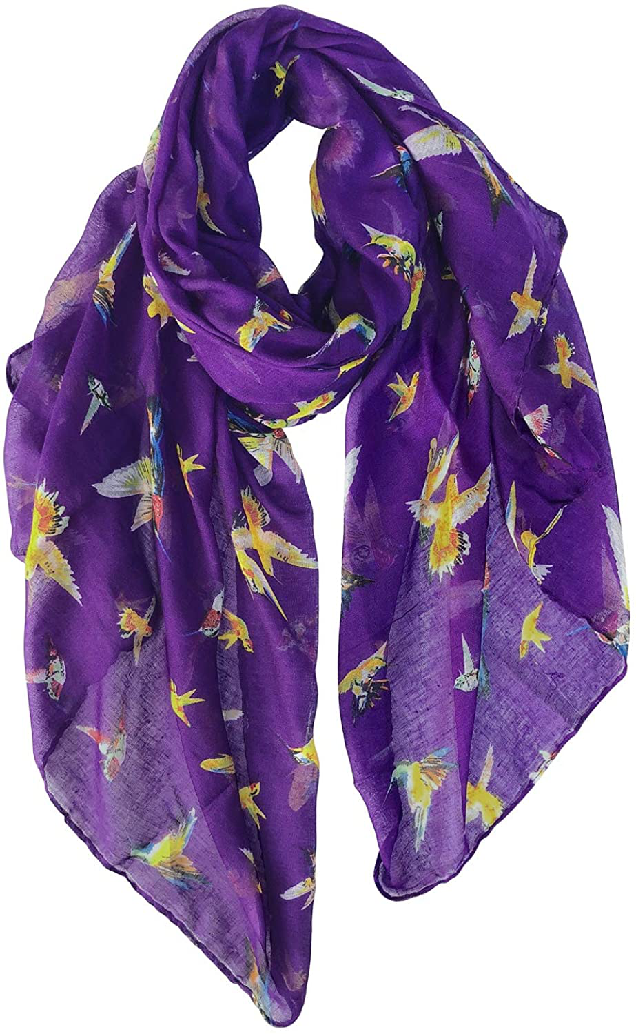 GERINLY Scarfs for Women Lightweight Floral Birds Print Cotton Scarves and Wraps for Holiday