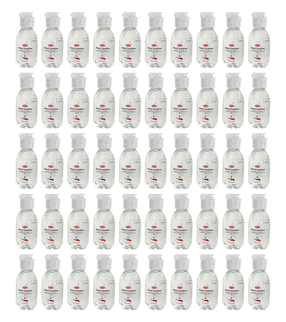 Sipa Bulk Hand Sanitizer Travel Size Bundle 1.69 oz (Pack of 50) 75% Ethyl Alcohol, Protect Against Germs with Vitamin E Formula