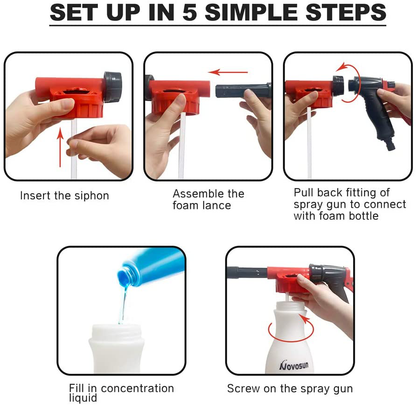 Car Wash Foam Gun, Adjustable Hose Wash Sprayer with Adjustment Ratio Dial Foam Blaster Fit - Foam Cannon Attaches to Any Garden Hose (with Wash Kit)