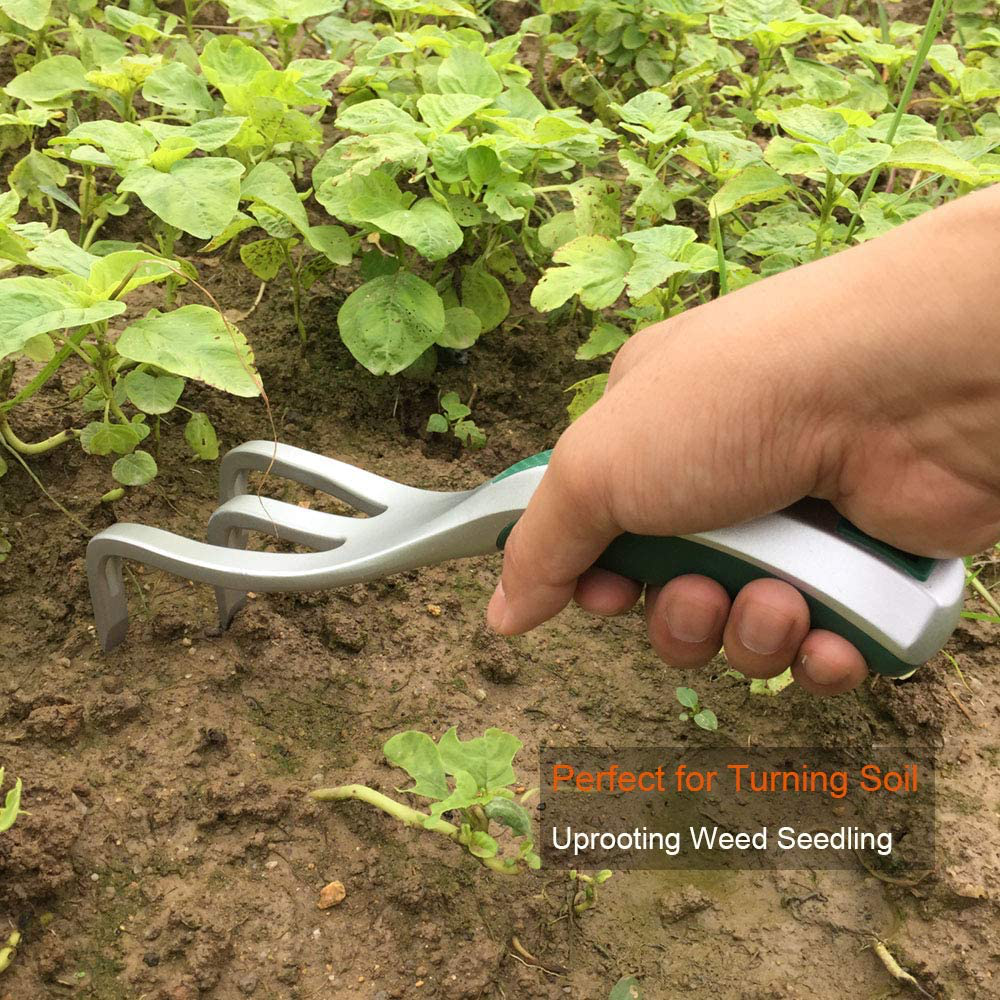 CFCT Garden Hand Cultivator, Min Hand Rake with Broad Sturdy Claw, Scratch Tool for Weeding, Aerating, Cultivating, Aluminum Light Weight, Bend Proof Ergonomic Design