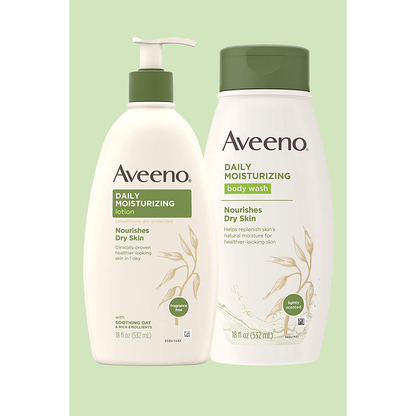 Aveeno Daily Moisturizing Body Lotion with Soothing Oat and Rich Emollients to Nourish Dry Skin, Gentle & Fragrance-Free Lotion is Non-Greasy & Non-Comedogenic, 18 Fl Oz