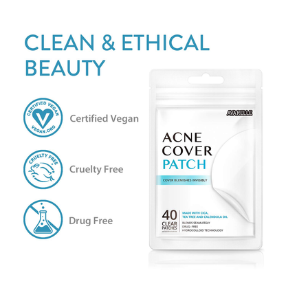 Avarelle Acne Pimple Patch (40 Count) Absorbing Hydrocolloid Spot Treatment with Tea Tree Oil, Calendula Oil and Cica, Certified Vegan, Cruelty Free (VARIETY / 40 COUNT)