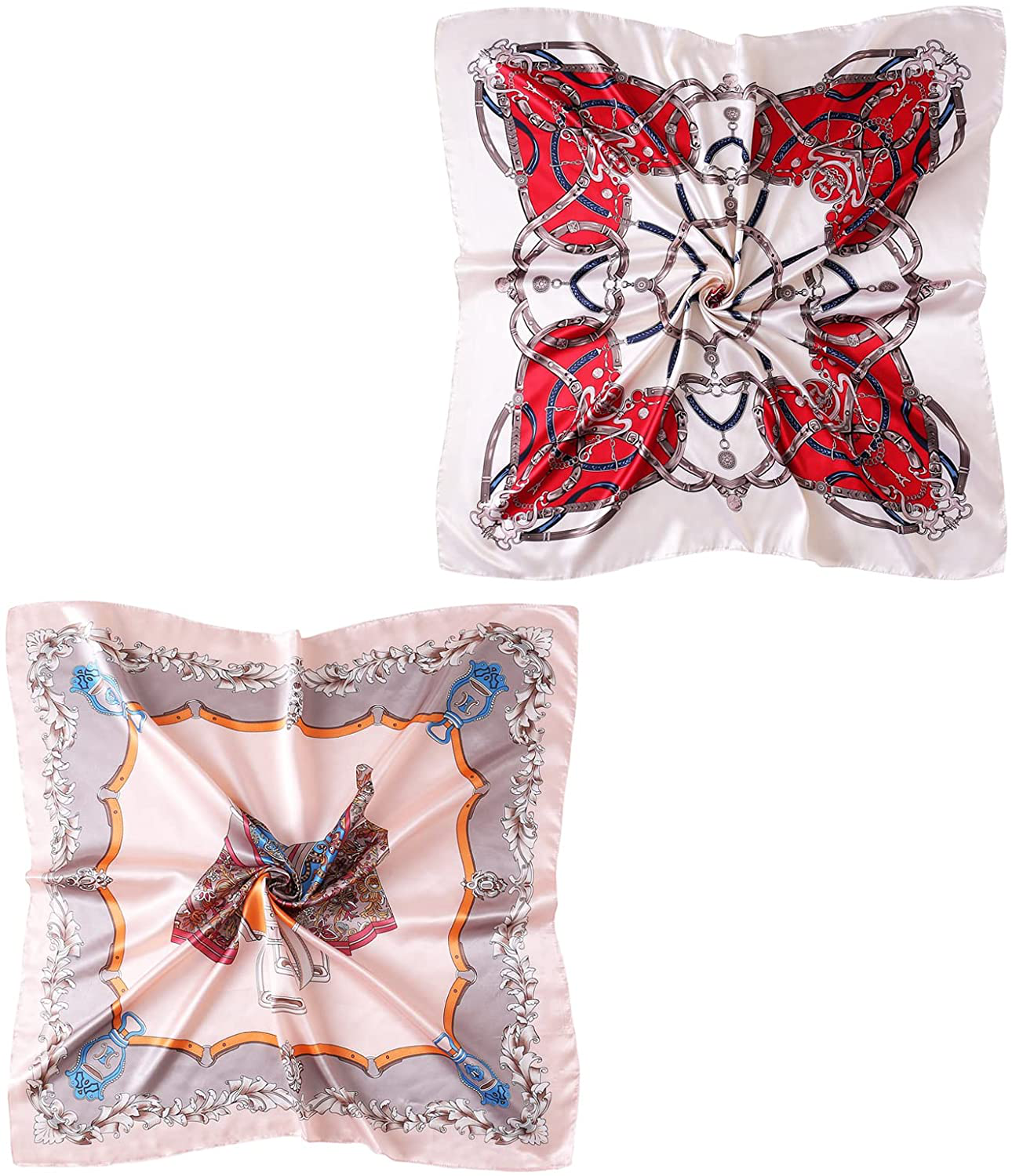 35" Square Silk Like Head Scarf - Women's Fashion Silk Feeling Scarf