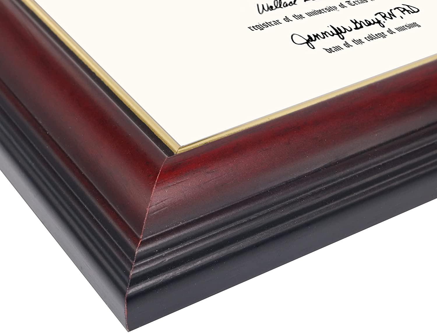 GraduationMall 8.5x11 Certificate Diploma Frame,Solid Wood & UV Protection Acrylic,Cherry Finish with Gold Trim