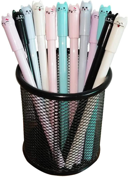 Sencoo 12 pack Black Cute Cat Pens 0.5mm Japanese Kawaii Gel Pens Ball Point Pens for School Office Supplies