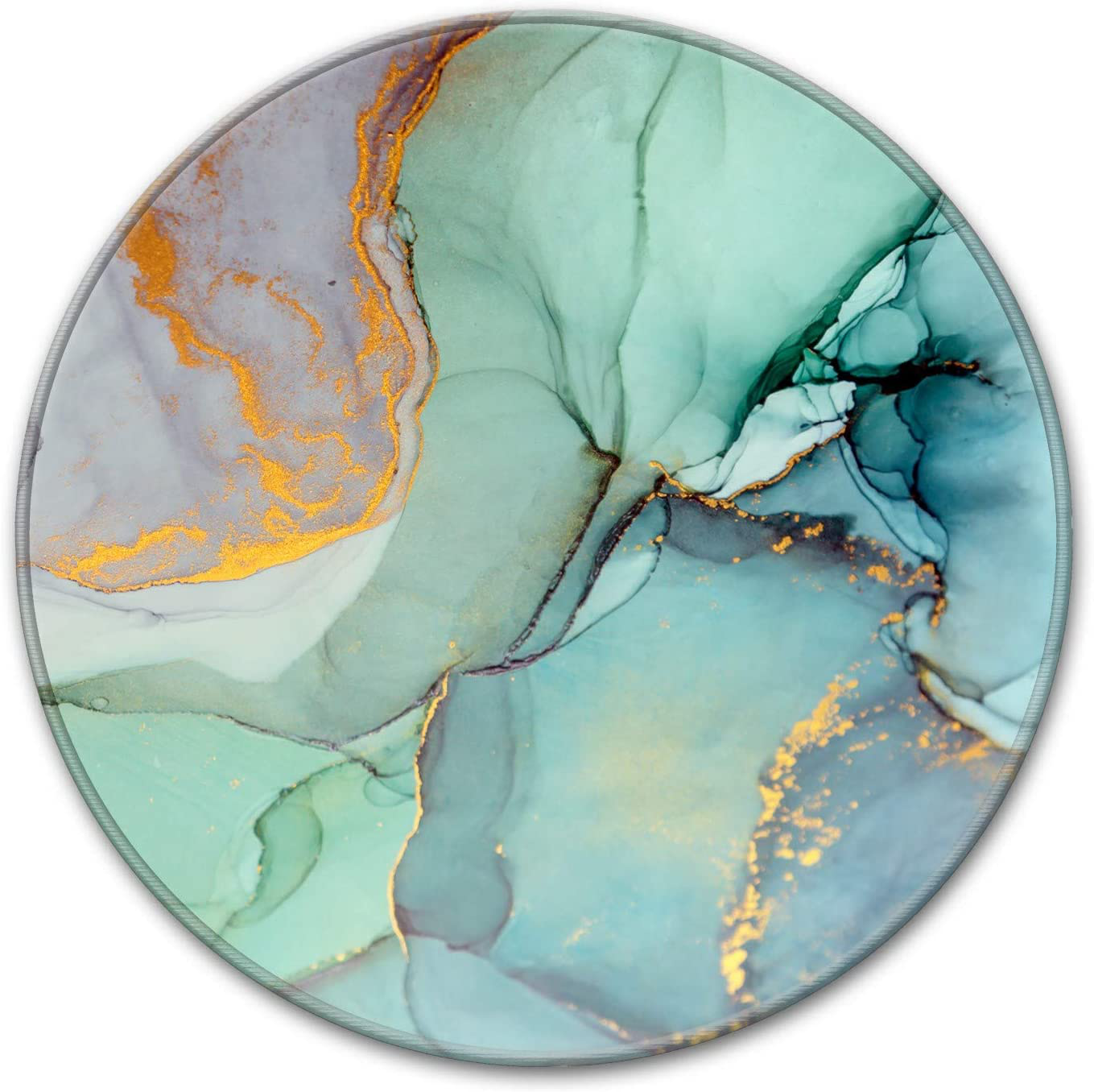 HOPONY Mouse Pad with Stitched Edge, Premium-Textured Mouse Mat with Waterproof Non-Slip Rubber Base, Cute Round Mousepad for Laptop Computer Office Desk Accessories,7.9 x 7.9 inch, Blue Marble