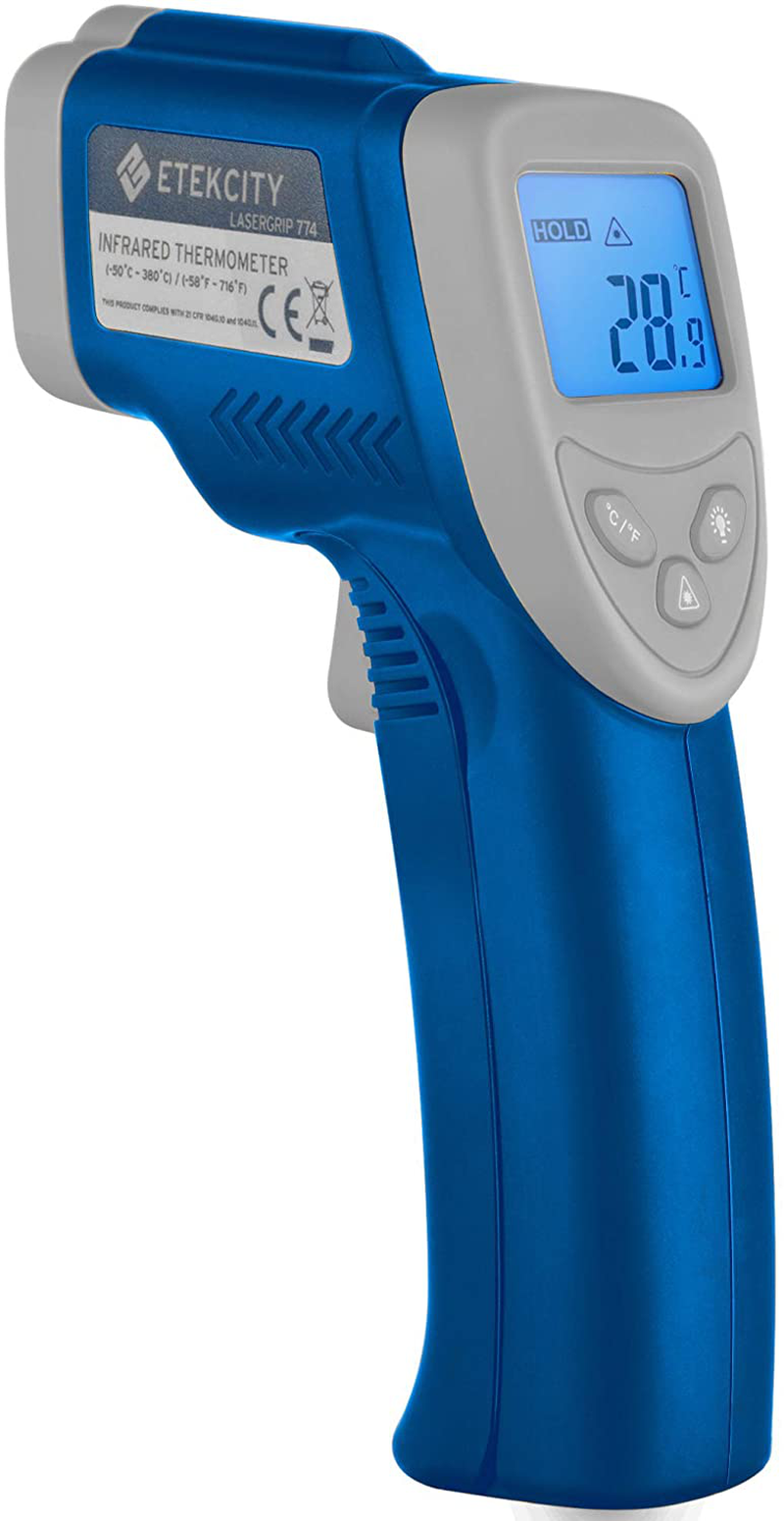 Etekcity Gun Non-contact-58°F ~1022°F (-50°C ~ 550°C) ith Adjustable Emissivity & Max Measure for Meat Refrigerator Pool Oven, Blue