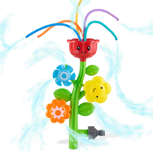 CHUCHIK Outdoor Water Spray Sprinkler for Kids and Toddlers - Cute Lawn Spinning Flower Kids Sprinkler w/ Wiggle Tubes - Splashing Fun for Summer Days - Attaches to Garden Hose - Age 3+