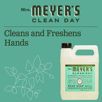 Mrs. Meyer's Clean Day Liquid Hand Soap Refill, Basil, 1 Pack