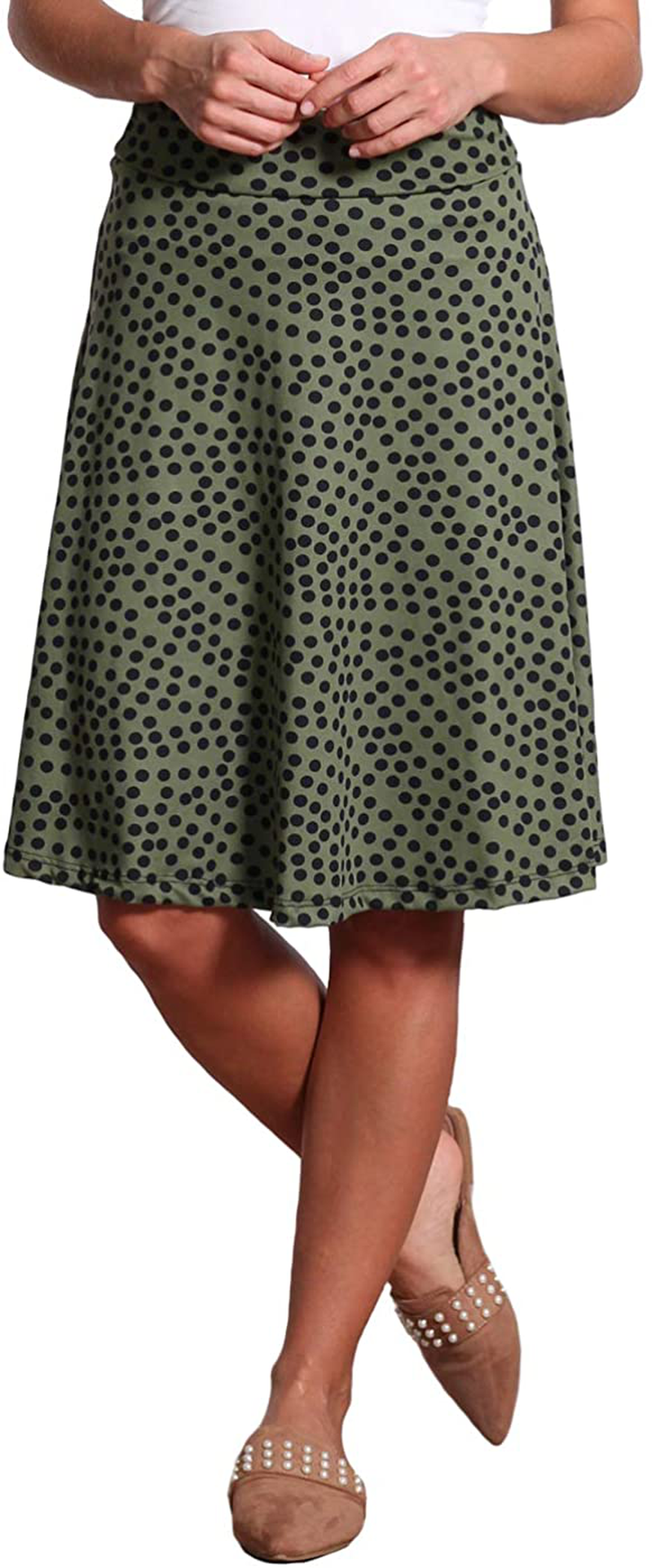 Popana Womens Casual Knee Length A-Line Stretch Midi Skirt Plus Size Made in USA