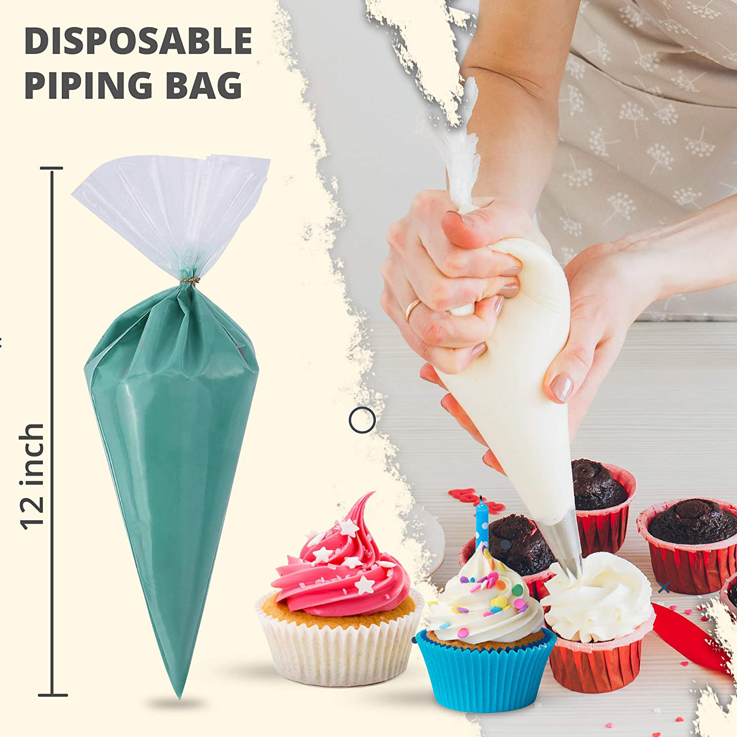 100 Anti Burst Pastry Bags for Icing and Frosting - Ideal for Cakes and Cookies Decoration